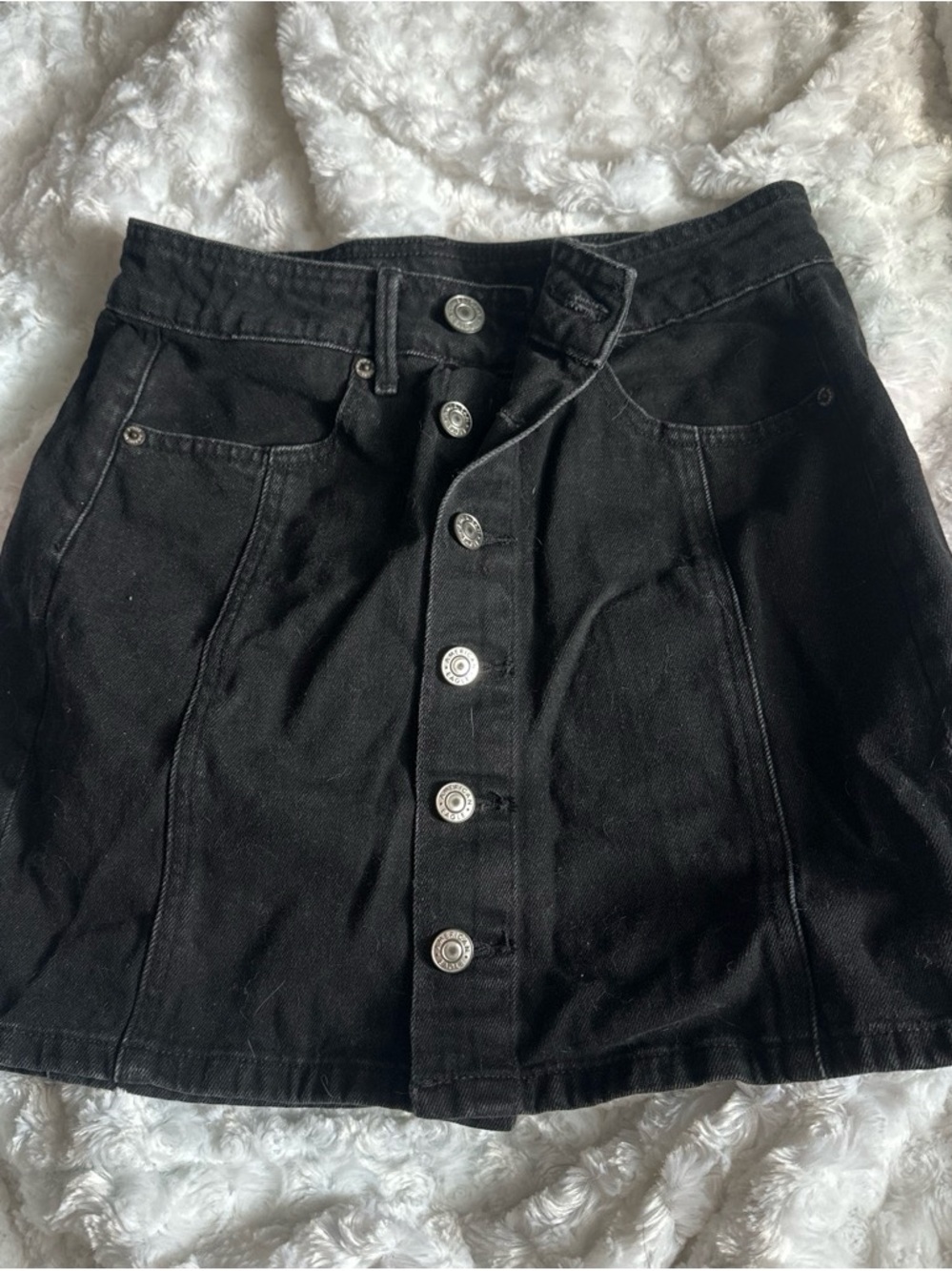 American Eagle Outfitters Black Button-Front Mini Skirt